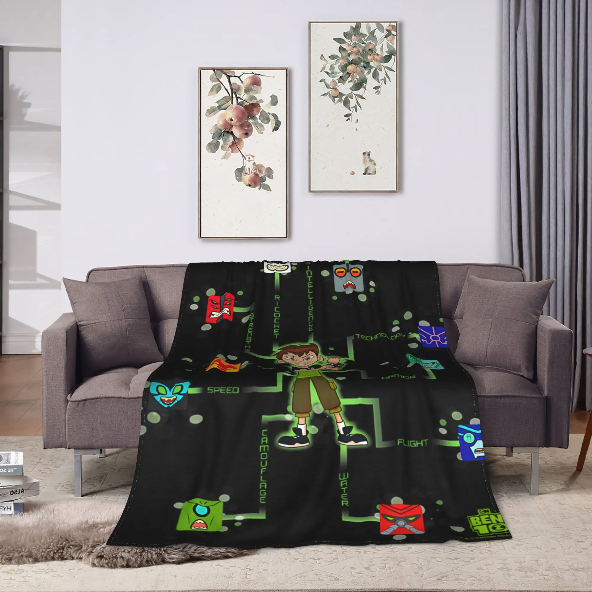 Ben 10 Alien  anime  Plush Blanket Kids  Flannel Throw Blanket For Bedroom Warm Design Quality Bedspread Birthday Present
