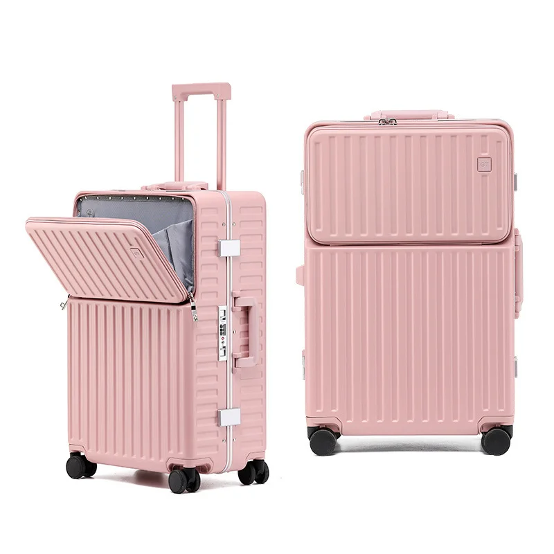 Travel Suitcase PC Luggage Front Opening Aluminum Frame Trolley Boarding Case 20\