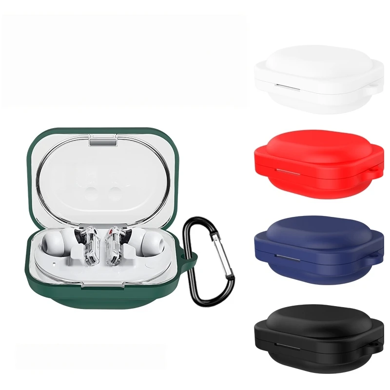 Silicone Case For Nothing Ear (3A) with Carabiner, Ultra Slim Anti-Scratch Protective Headphone Case, Shockproof Skin Cover