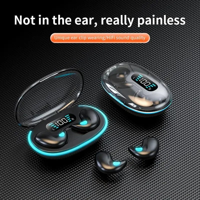 TWS Auriculares inalámbricos, auriculares Bluetooth 5.49, reproducción de 28 horas, pantalla LED de audio estéreo HD, auriculares impermeables con ganchos para las orejas, micrófono integrado, tipo C, para deportes