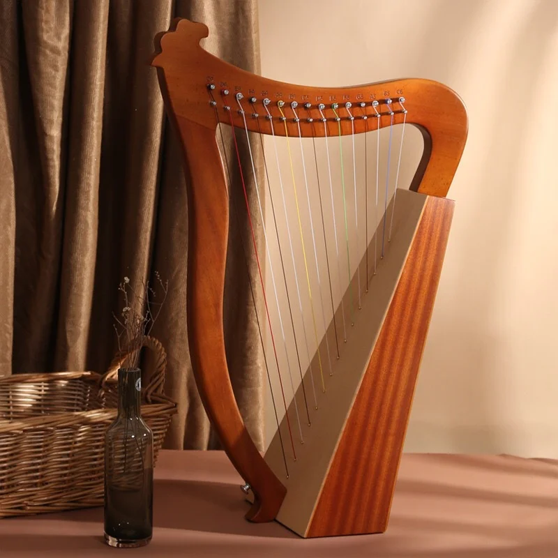 15 or 19-String Small Lyre Harp, Seventh-tone Portable Stringed Musical Instrument, Rare Small Harp for Beginner Music Learners