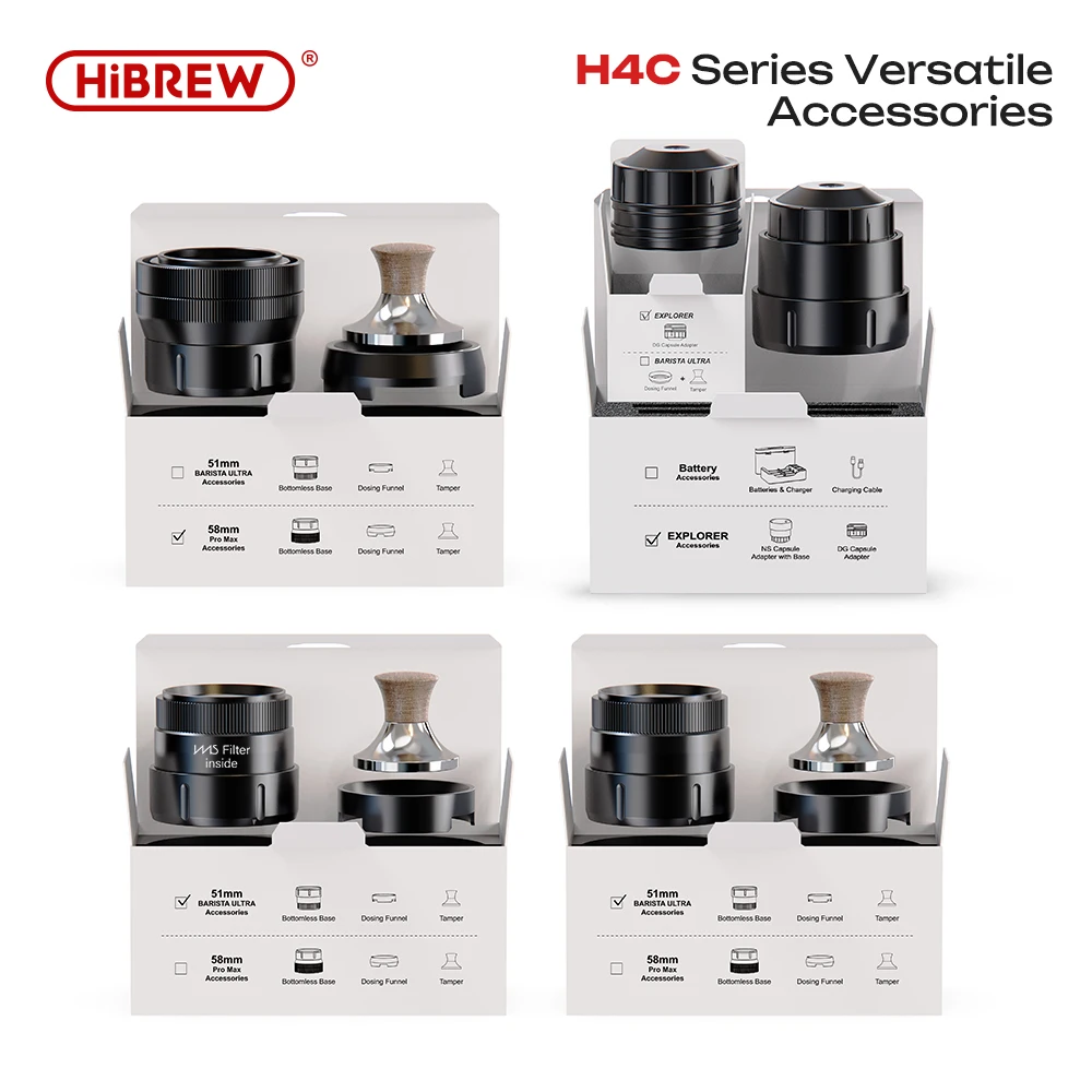 Machine à café expresso portable HiBREW H4C, kit barista sans fond 51MM ou 58MM, panier filtrant IMS, capsule Nes DG