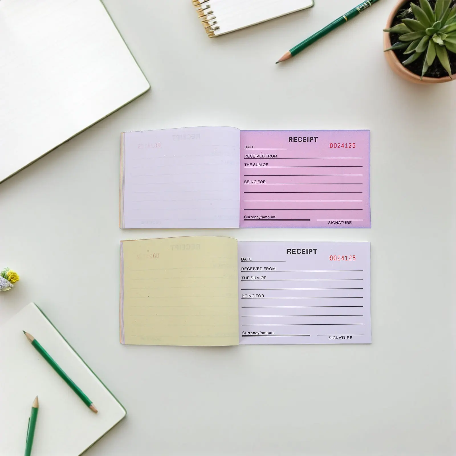 

2Pcs Business Receipt Log Book Thick Paper Purchase Order Booklet 5.74x4.13 Invoice Pad Small Business Rent Donation Payment
