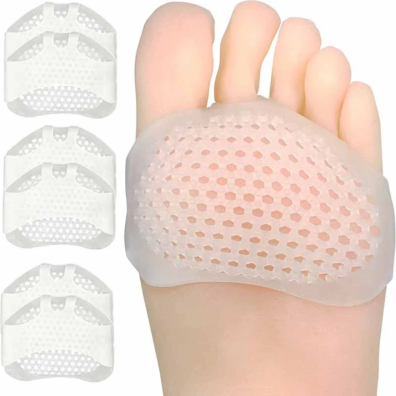 4pc Silicone Forefoot Metatarsal Pads Pain Relief Orthotics Foot Massage Anti-Slip Protector High Heel Elastic Cushion Foot Care