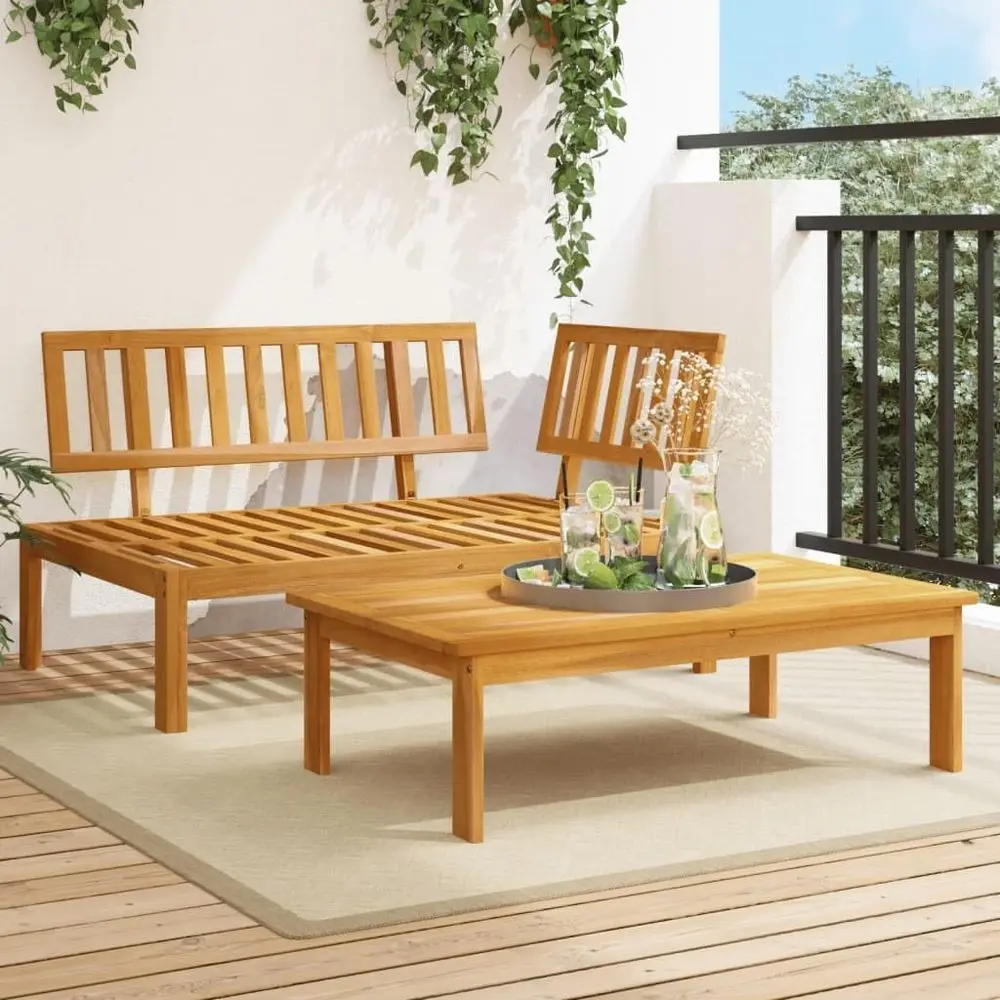 

Pair of Solid Acacia Wood Garden Sofas with Impregnated Pine Posts and Cushions