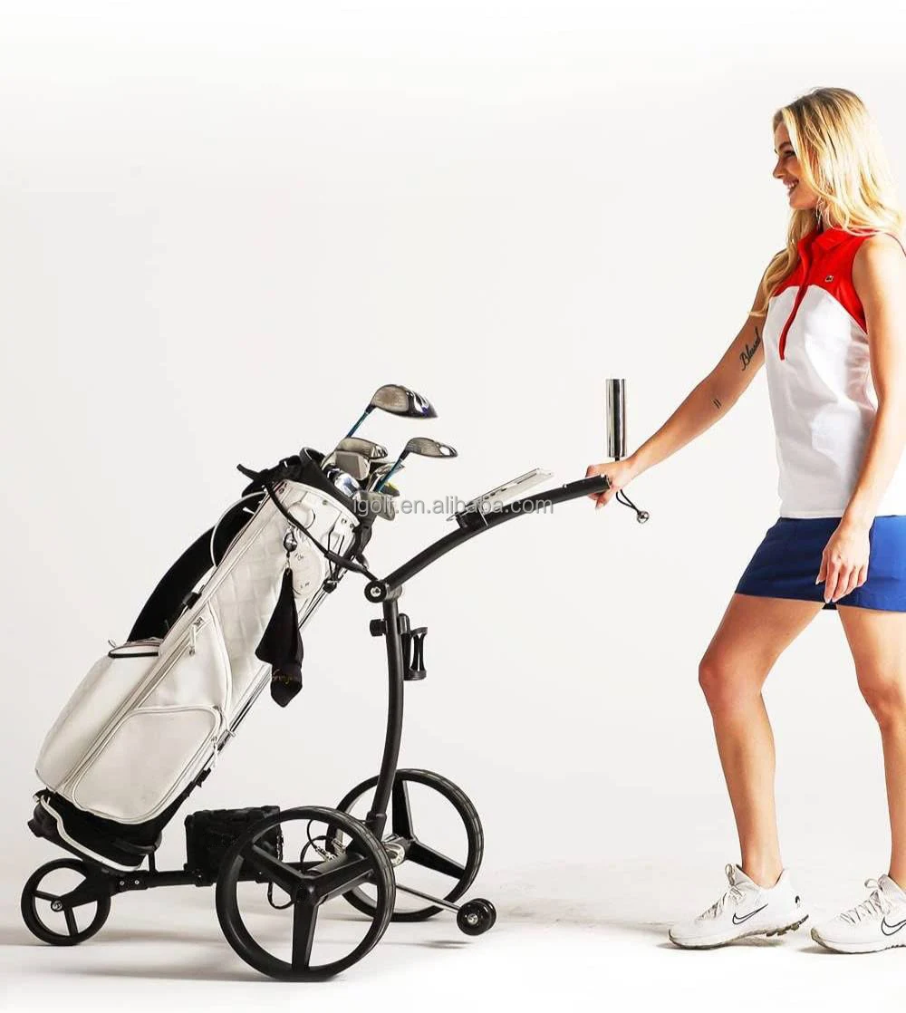 

White Golf Push Cart 3 Wheel Foldable Aluminum Trolley Portable Lightweight Club Caddy For Men Women Outdoor Course Match