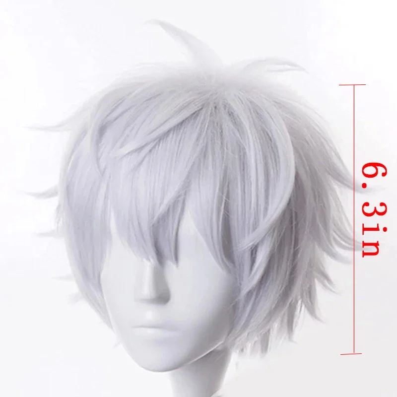 Gojo Satoru Cos Wig Man Daily Fashion Wear White Short Hair Anime Jujutsu Kaisen Character Modeling Full Head Cover