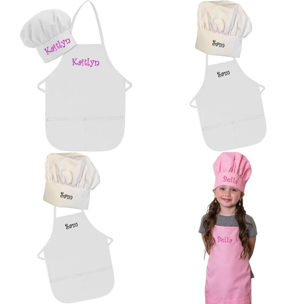 

Customized USA-Made Kids' Apron and Hat Set with Name Embroidery for Toddlers