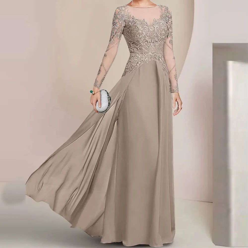 Customized Sheath Column Elegant Mother of the Bride Dress Guest Floor Length Beading Appliques Wedding Party Dresses