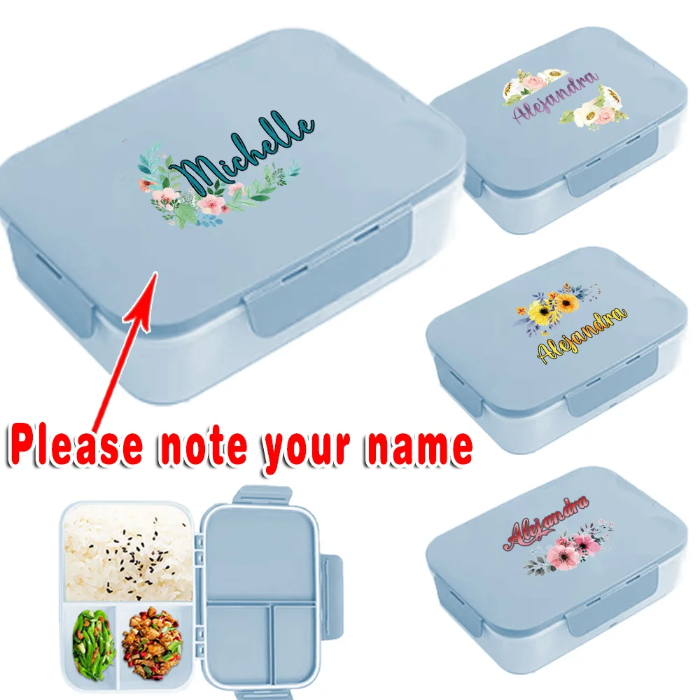 

Customized Name Portable Bento Box with Lid Leakproof Lunch Holder DIY Travel Breakfast Storage Organizer Container Personalized