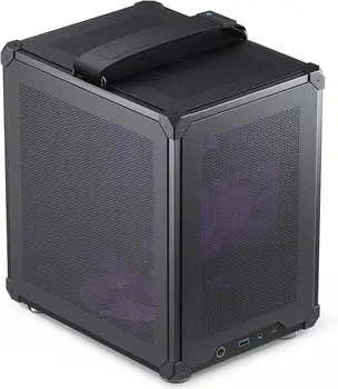 Custodia in rete Mini Matx nera con maniglia sbo C6, telaio Micro Atx da tavolo compatto e semplice, copertura superiore/pannello laterale, PC aperto senza attrezzi