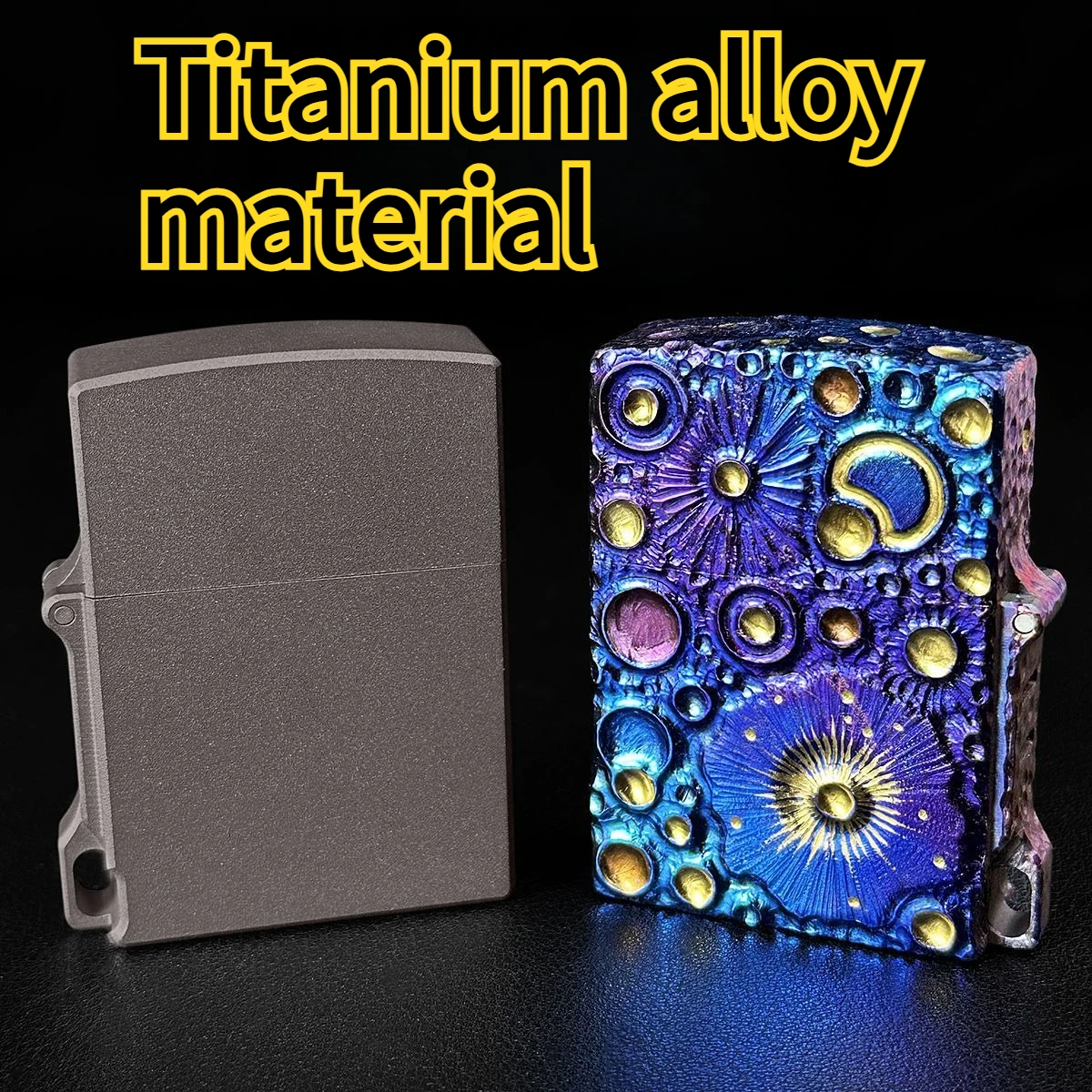 Creative Titanium Alloy Hanging Rope Handmade Retro Personalized Old-fashioned Grinding Wheel Windproof Lighter Men's Gift