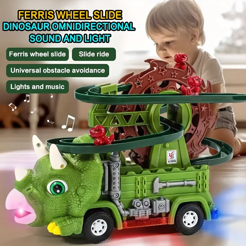 لعبة مسار الشريحة على شكل ديناصور تريسيراتوبس دينو لتجنب العوائق، نظام مسار الشريحة، هدية عيد الميلاد/الهالوين للأطفال #3