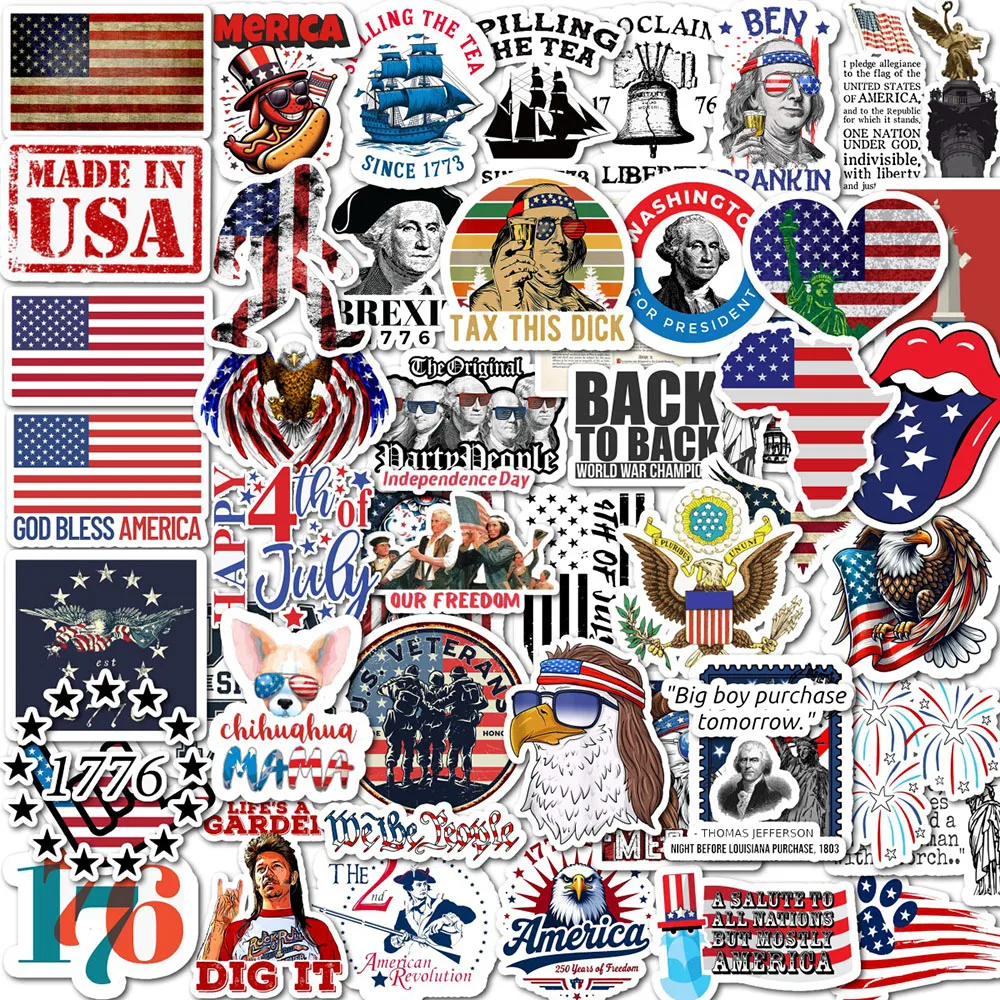Autocollants patriotiques pour la fête de l'Indépendance, autocollants imperméables et résistants aux déchirures sur le thème des États-Unis pour la décoration des fêtes