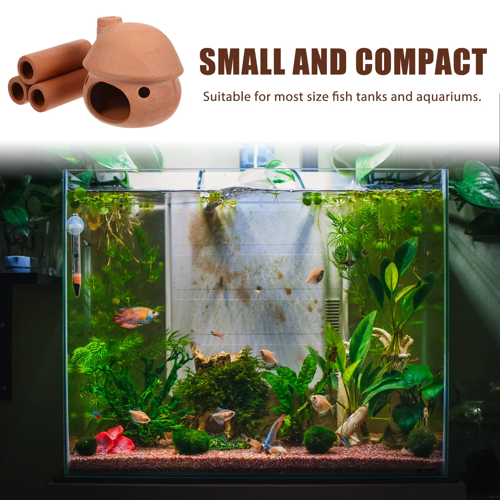

2Pcs Aquarium Cave Ornament Fish Tank Accessories Landscaping Decor Small Space Efficient Hiding Cave for Shrimp and Bottom Fish