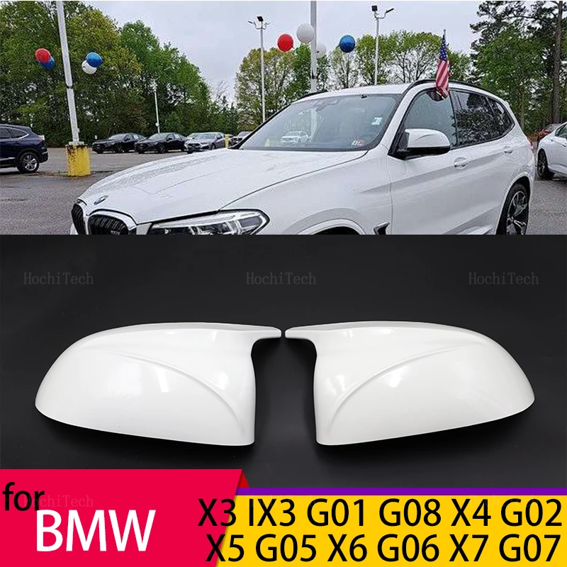 

White Mirror Cover M Style Car Side Rearview Mirror Cover Cap Trim For BMW X3 G01 iX3 X4 G02 X5 G05 X6 G06 X7 G07 G08 2018-2023