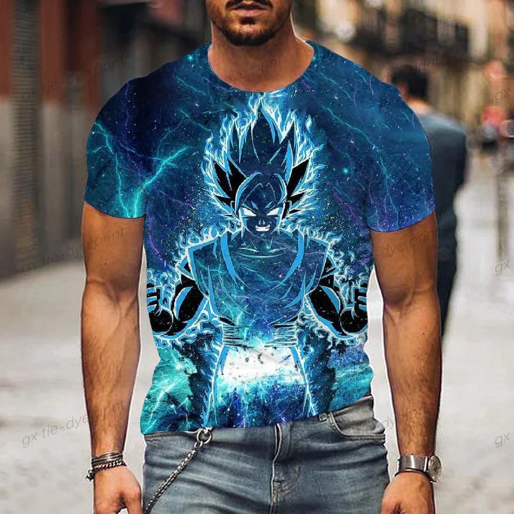 프린트 티셔츠 Dragon Ball Z 탑 Vegeta Goku New Gym 대형 남성 streetwear Anime Tshirt Valorant 아동복 2024