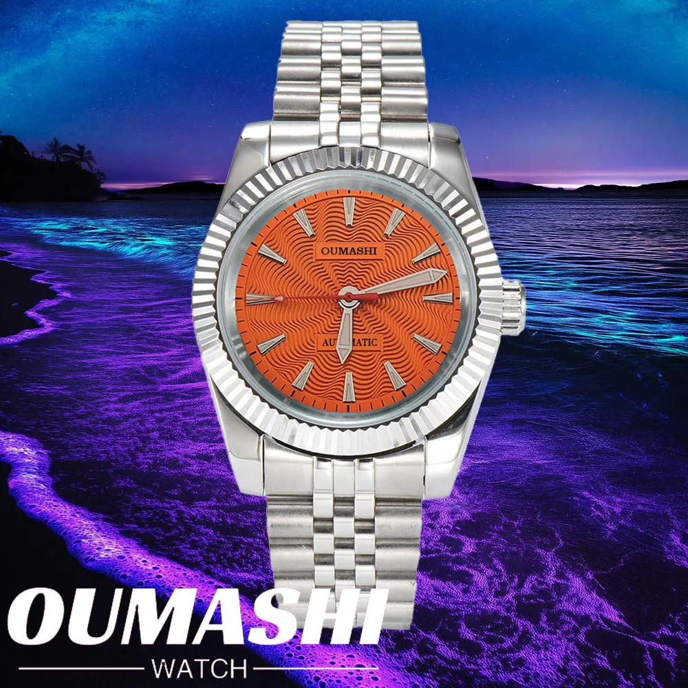 NH35A ساعة ميكانيكية للرجال 36 مللي متر/39 مللي متر مزمر الحافة الياقوت كريستال أسود أزرق أخضر أحمر وردي الهاتفي الأخضر مضيئة مقاوم للماء