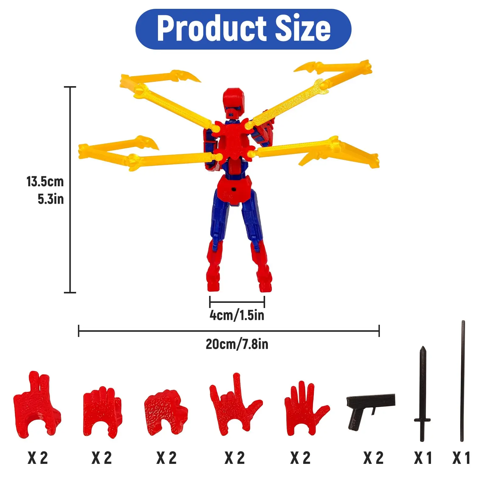 (Assembly Completed) T13 Action Figure,3DPrinted Robot Action Figure Spider Guy Multi-Jointed Movable,Super Hero for Boy Desktop