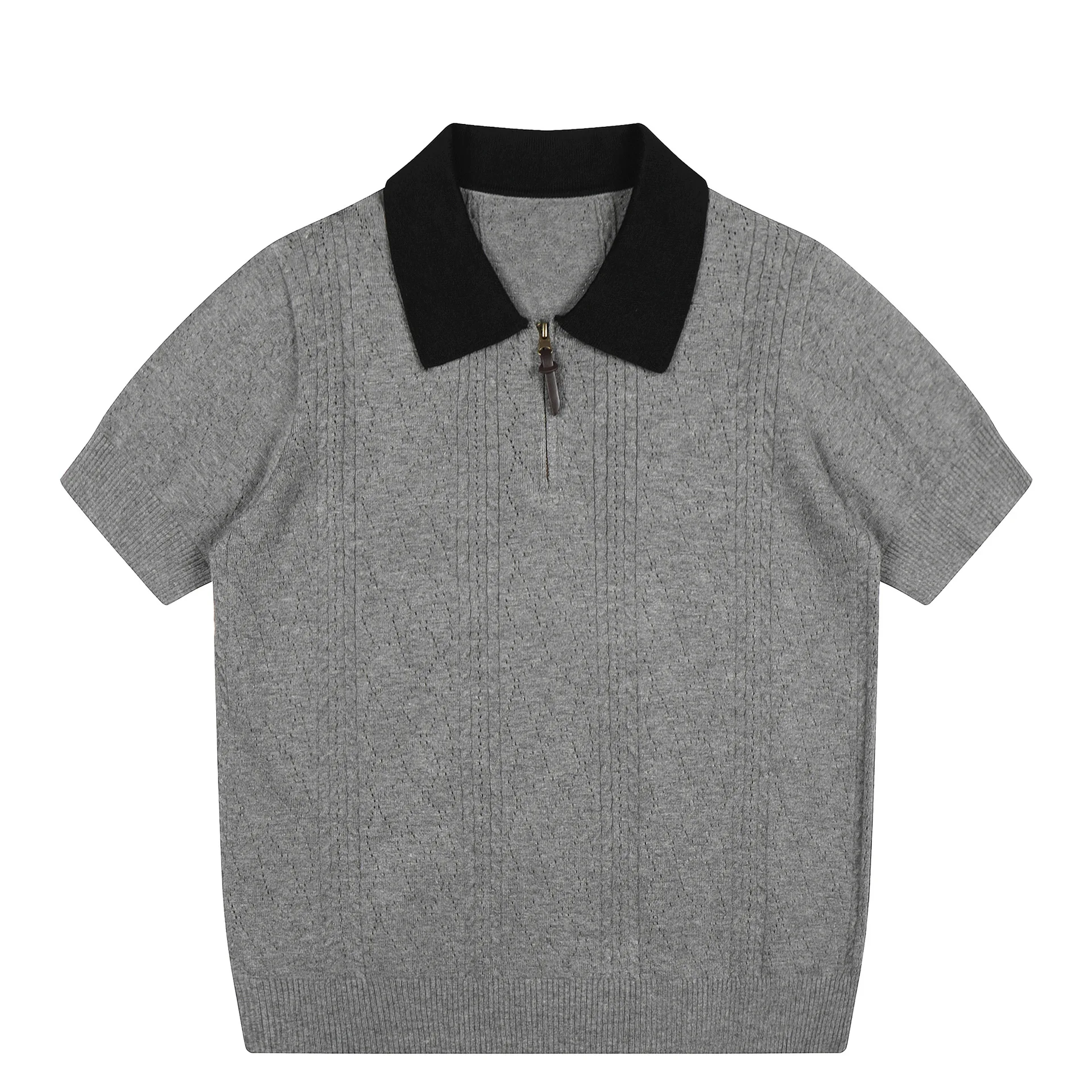 American Retro Vintage Vintage Style Contrasting Color Splicing POLO Collar Men's and Women's Loose