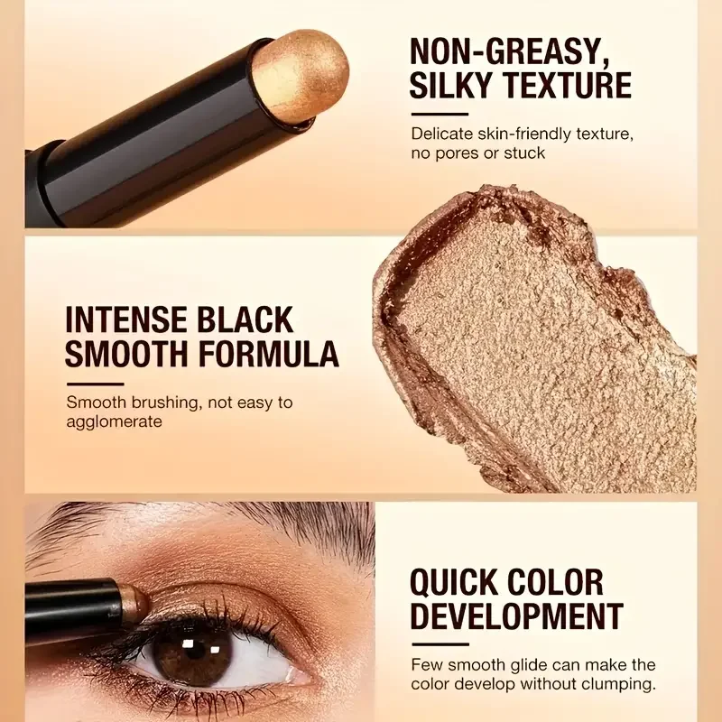 Glitter Waterproof Eyeshadow Stick, Long Lasting Shimmer Glitter Eyeshadow Crayon, Pigmentation Makeup Eyeshadow Pencil Cosmetic