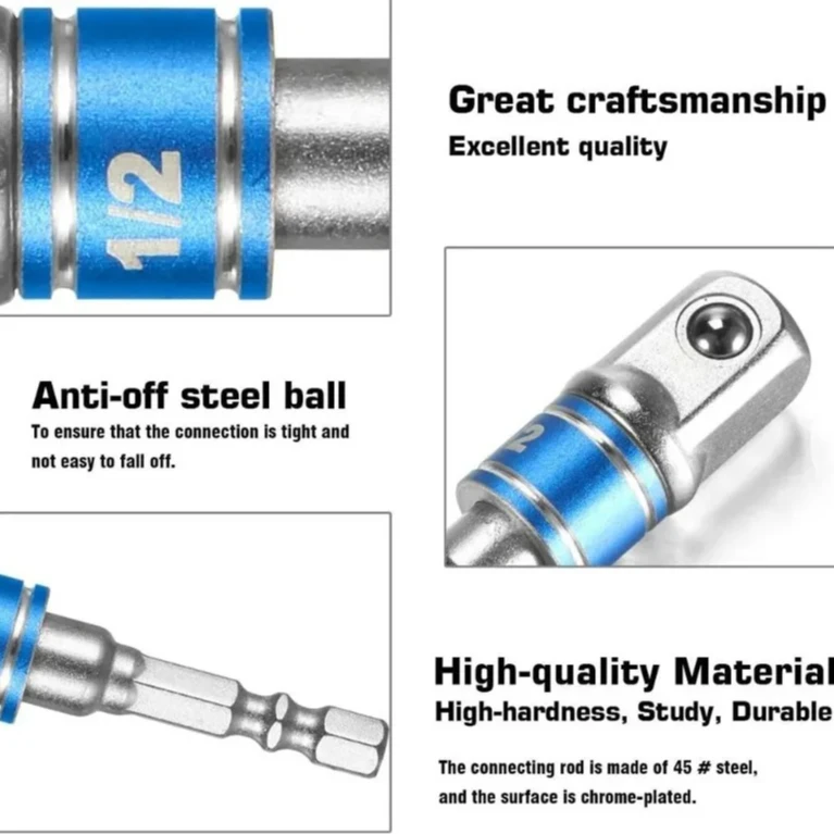 Extended Converter Power Drill Hex To High Speed Nut Male Square Wrench 1/4 3/8 1/2 Impact Driver Socket Extension Adapter