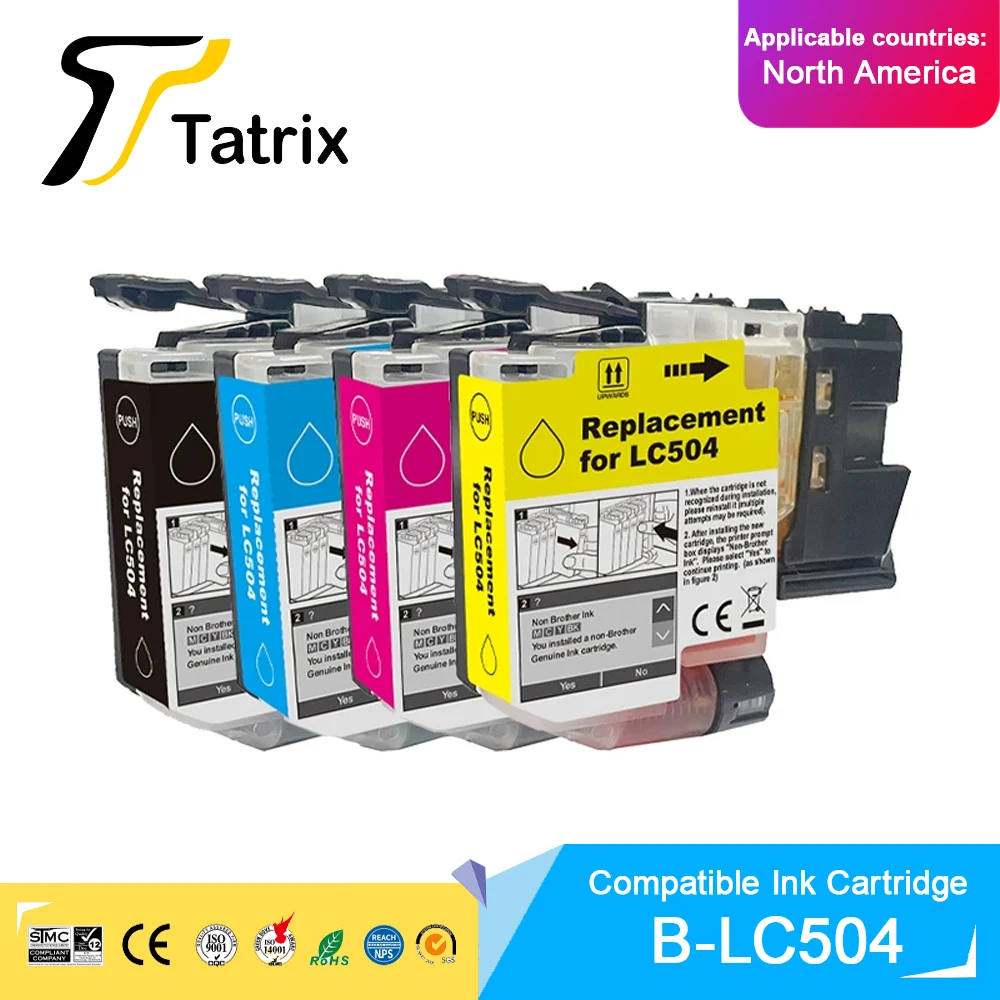 Tatrix Standard Capacity LC504 LC-504 Compatible Ink Cartridge For Brother MFC-J1355DW/MFC-J1365DW/MFC-J1367DW Printer