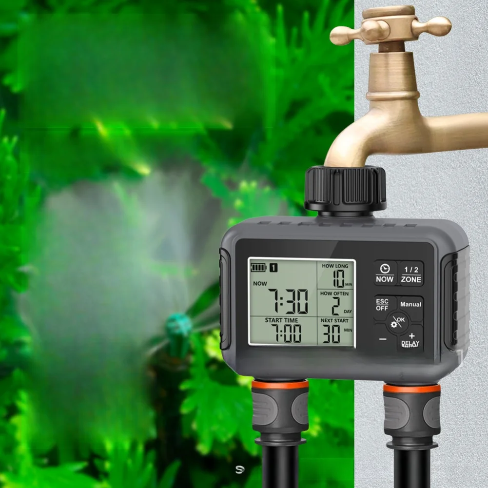 For Outdoor Irrigation Water Timer Irrigation Unit Rain Delay Up To 15 Days Operates Two Independent Zones Plastic Construction