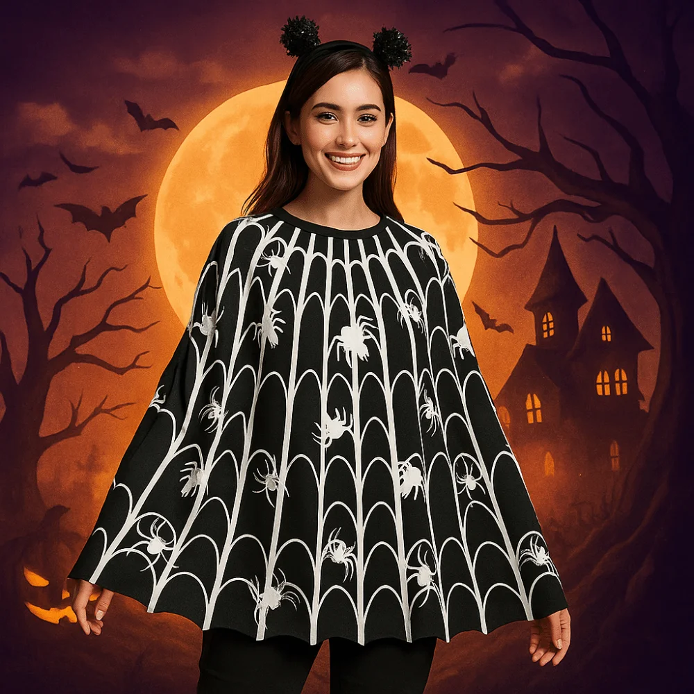 

Cool Clothing Prop Halloween Cosplay Cape Loose Spider Net Ghost Hooded Cloak Fun Interaction Pumpkin Witch Cosplay Cloak Gift
