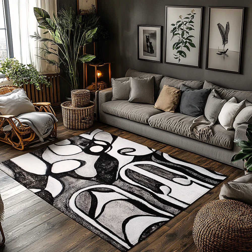 

Современный абстрактный ковер, нескользящий напольный коврик, домашний декор, ковер для гостиной, геометрический дизайн, домашний и уличный ковер, моющийся акцент Ma