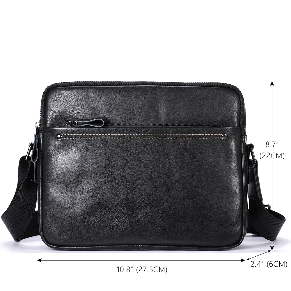 men's top layer cowhide shoulder bag Business casual soft leather horizontal crossbody bag iPad messenger bag