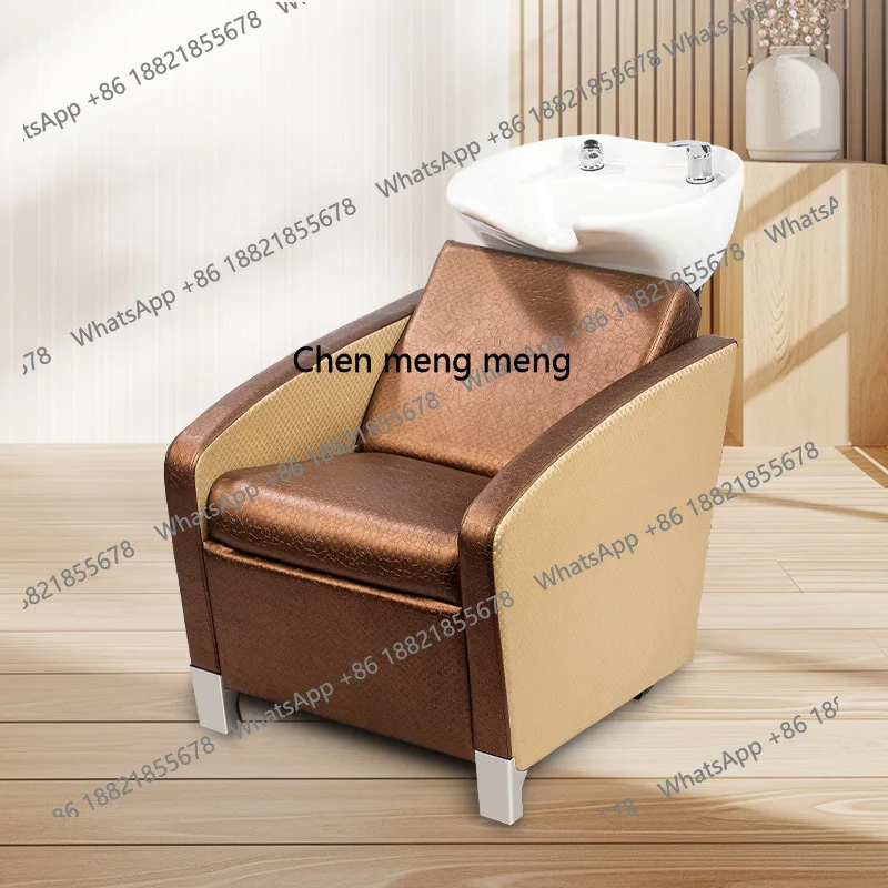 

X Beauty salon hair salon shampoo chair semi-reclining, massage bed dual-purpose shampoo bed with ceramic basin