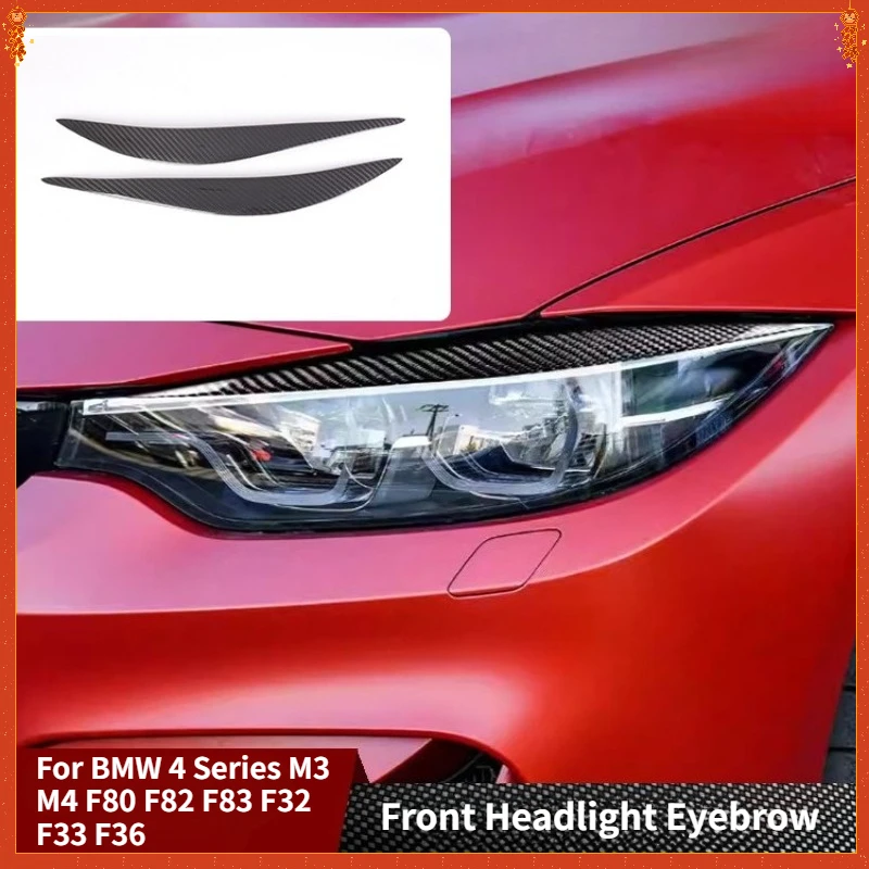 

Для BMW 4 серии M3 M4 F80 F82 F83 F32 F33 F36: Накладки на передние фары из настоящего сухого карбона, аксессуары для тюнинга экстерьера