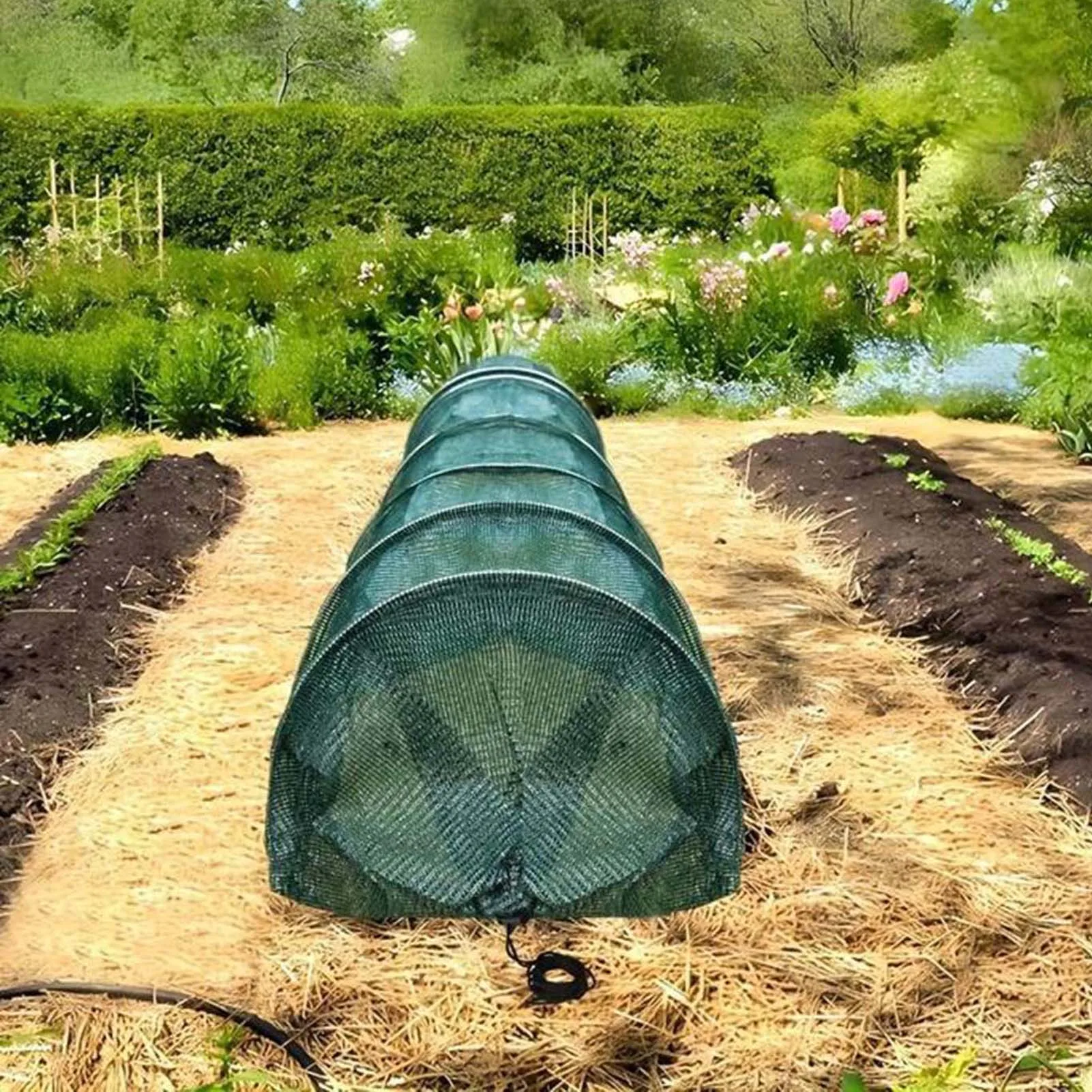 Greenhouses Mesh Cover Portable 3 Meters Garden Tunnel Sun Shade for Home Green Garden Plants