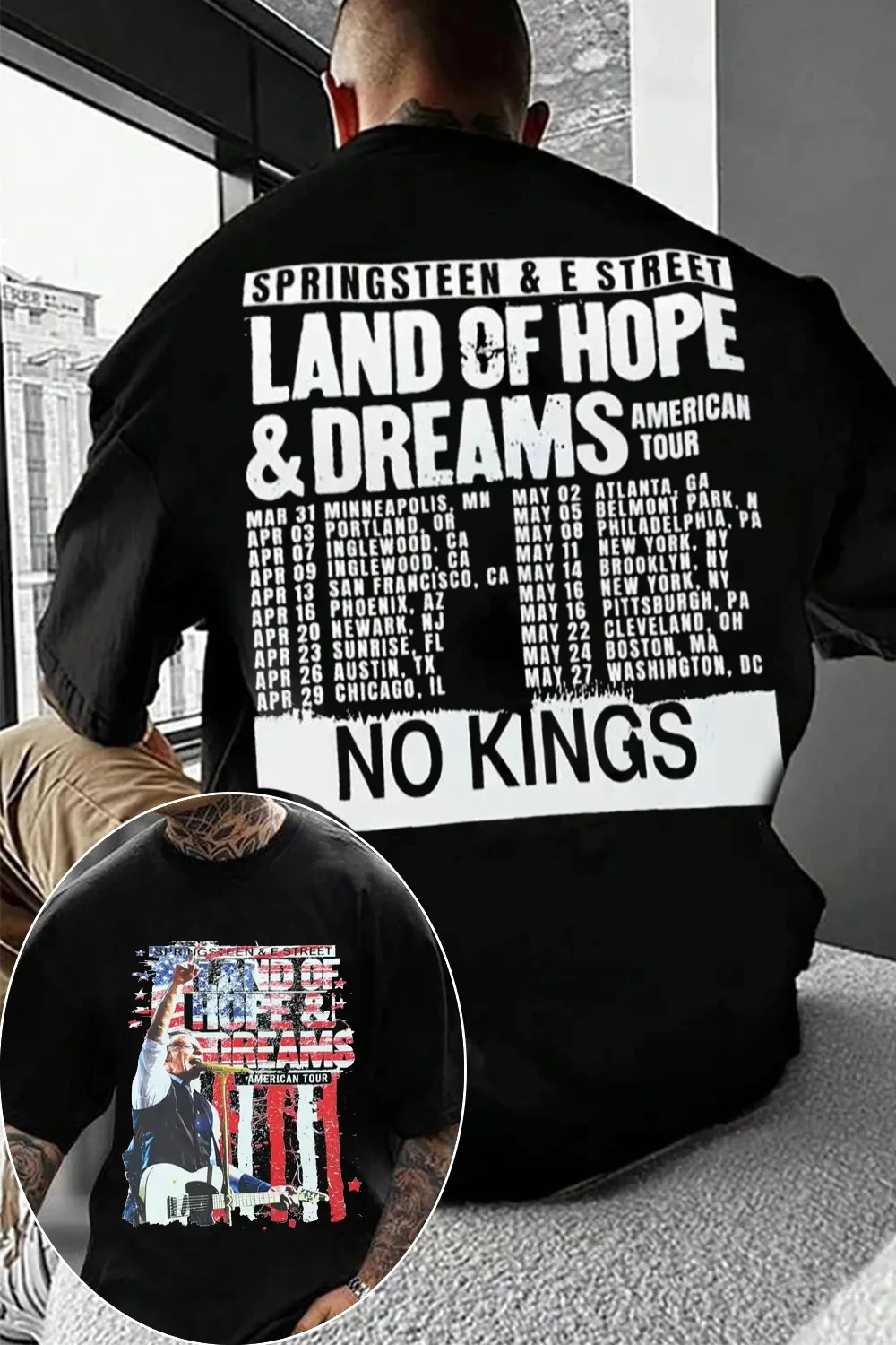 Fashion Bruce Springsteen Graphic Shirt Mens Womens Cotton Tees Ummer Casual Short Sleeve Round Neck Clothing Loose Tops Trend