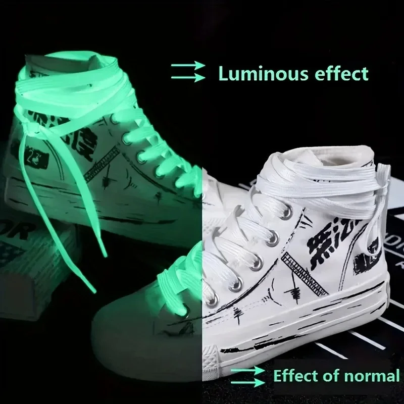 

3 Pairs of Fashionable Green/white Luminous Shoelaces, Fluorescent Shoes, Suitable for Sports Shoes and White Shoes