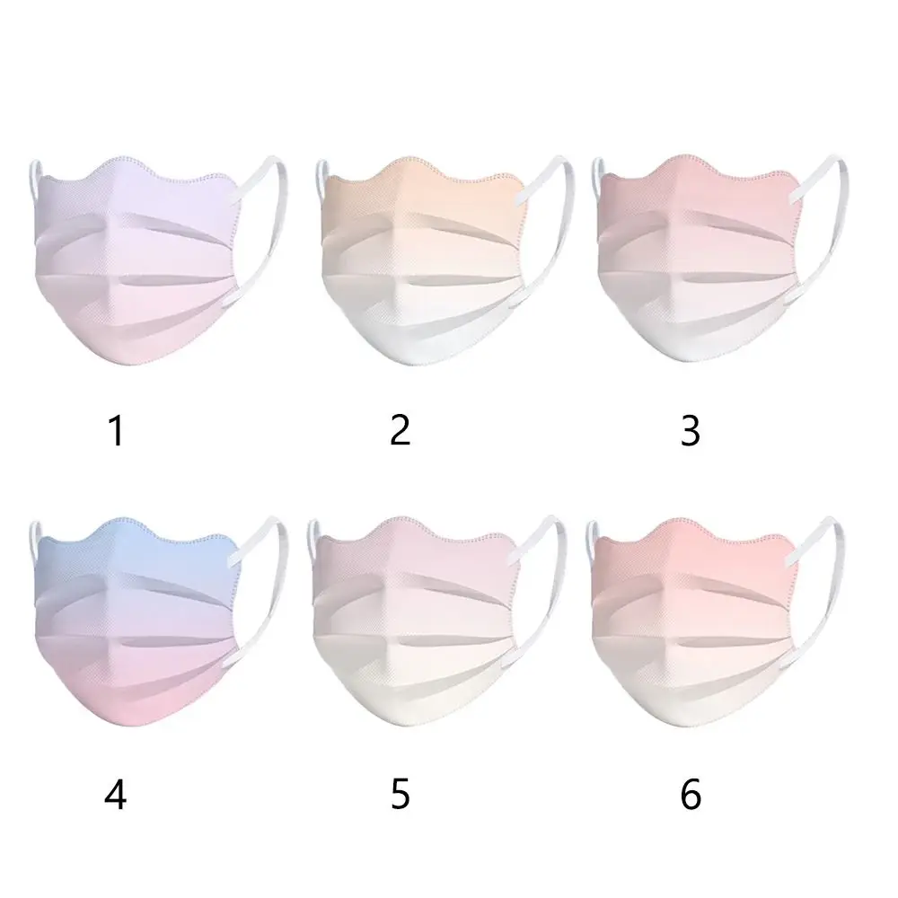 10PCS Shaped Design Disposable Face Mask Gradient Blusher Color 3-layer Protective Face Cover V-face Anti-UV Face Mask