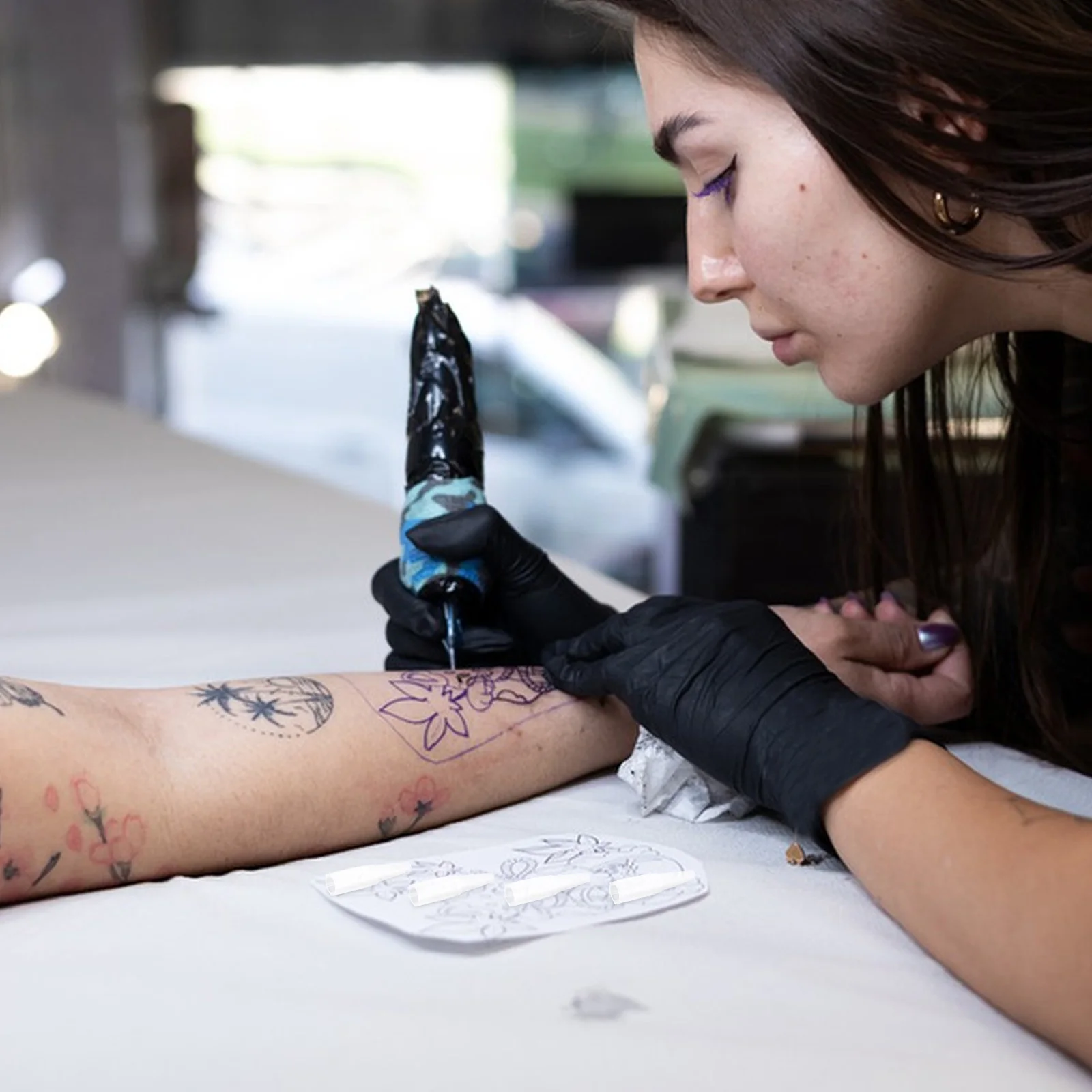 

500Pcs Clear Plastic Replacement Tip Covers Cartridge Protectors Eyebrow Tattoo Machine Needle Caps Professional