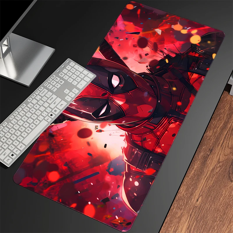 Alfombrilla de ratón Deadpool, accesorios para juegos de Anime, alfombra blanca con borde XXL grande, alfombrilla para teclado de ordenador, alfombrilla de escritorio de goma