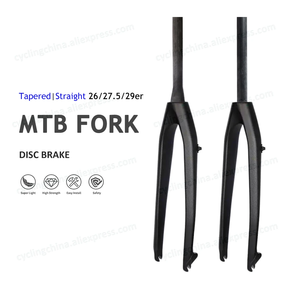 

Nologo 26/27.5/29er Rigid Fork 3K Gloss/Matte T800 Full Carbon Mountain Bike Front Fork Disc Brake External Cable Bicycle Parts