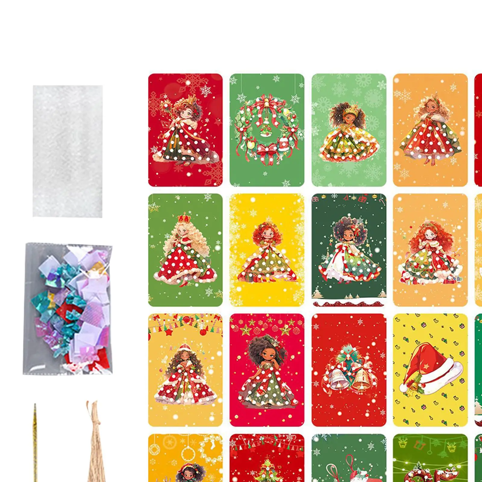 DIY Painting Sticker Christmas Themed Craft Toys Colorful Princess Dress