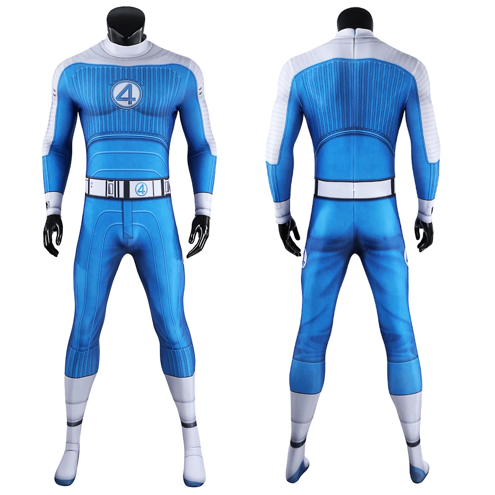 

Movie Fantastic Cosplay 4 First Steps Costume Man's Blue Jumpsuit 3D Printed Spandex Outfit Halloween Cosplay Show Bodysuit