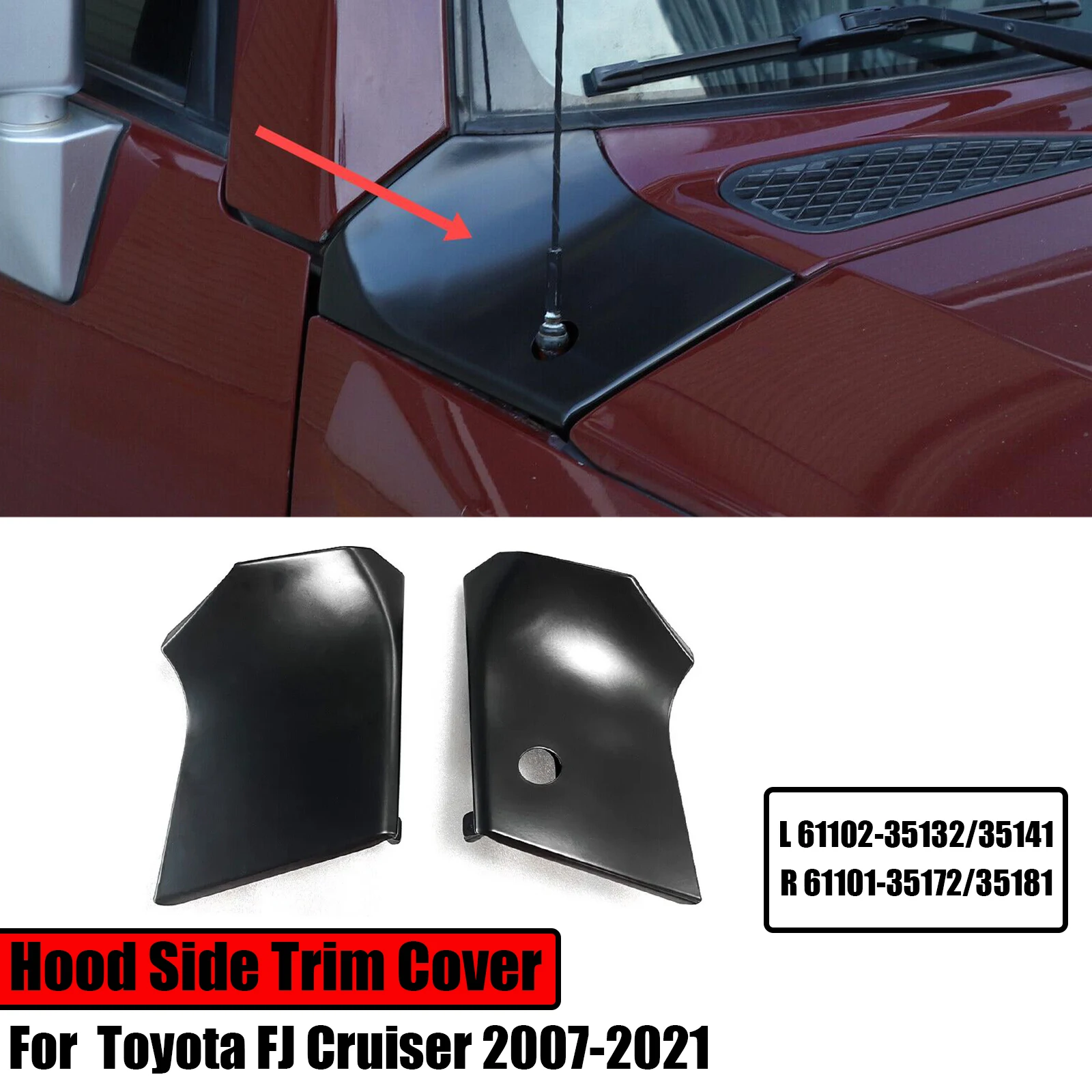 Hood Side Trim Cover Anti-Scratch Resistant For Toyota FJ Cruiser 2007-2021 Panel Replacement Of Original Car Parts