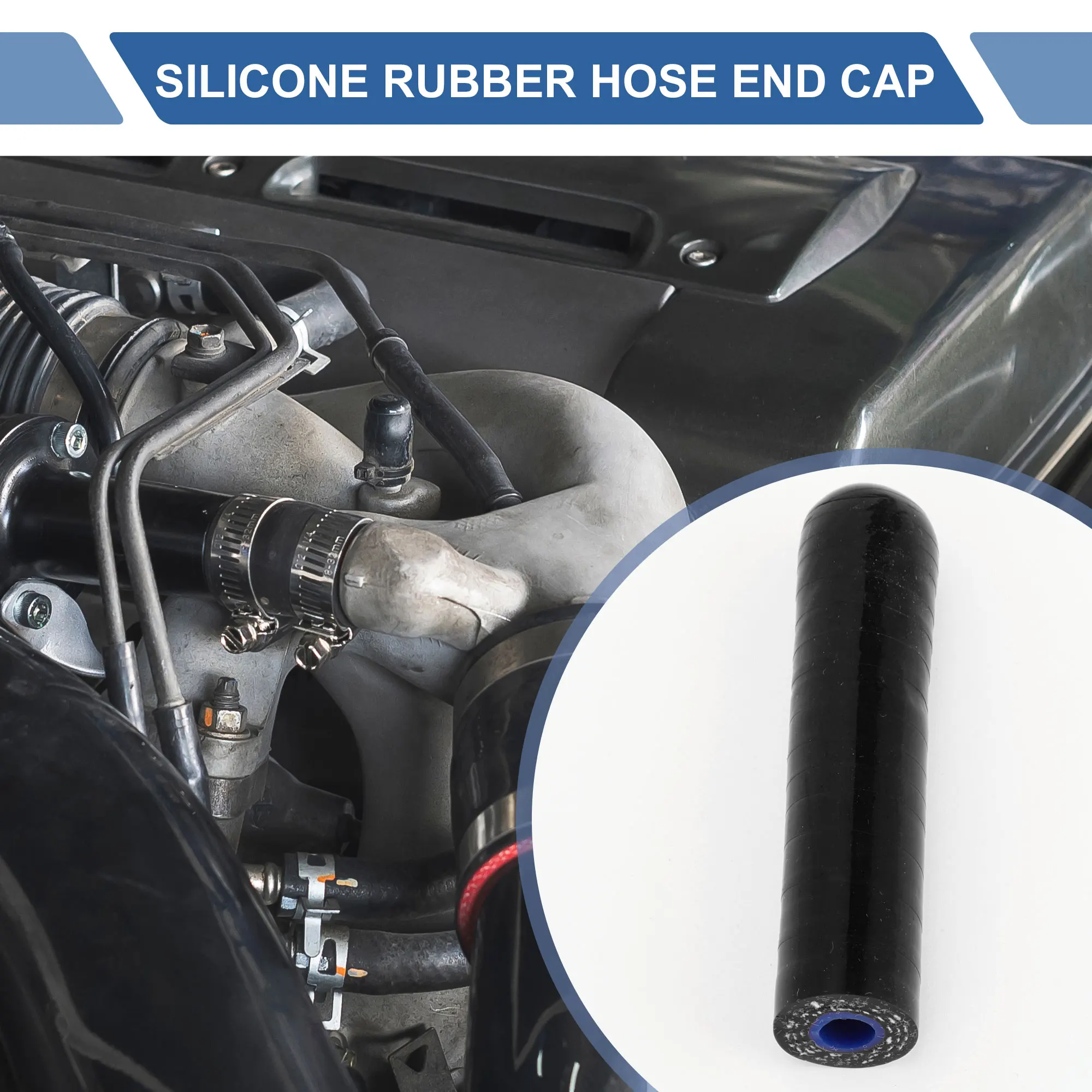 UXCELL 6mm-40mm ID Black Blue Car Silicone Rubber Hose End Cap High Pressure Tolerance up to 1MPa Multi-Purpose Automotive Use