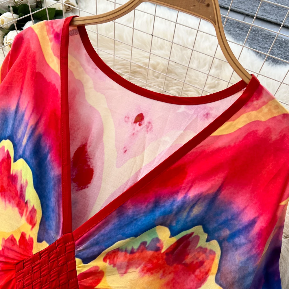 chic print loose fairycore Elegant Evening Party Women Fashion Vintage Vestidos summer A-line dress