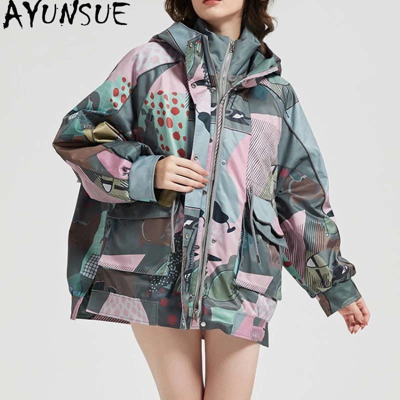 

AYUNSUE 90% белая куртка на гусином пуху, женская зимняя одежда 2024, новые пальто, куртки-пуховики с капюшоном, уличное пальто Jaqueta Feminina