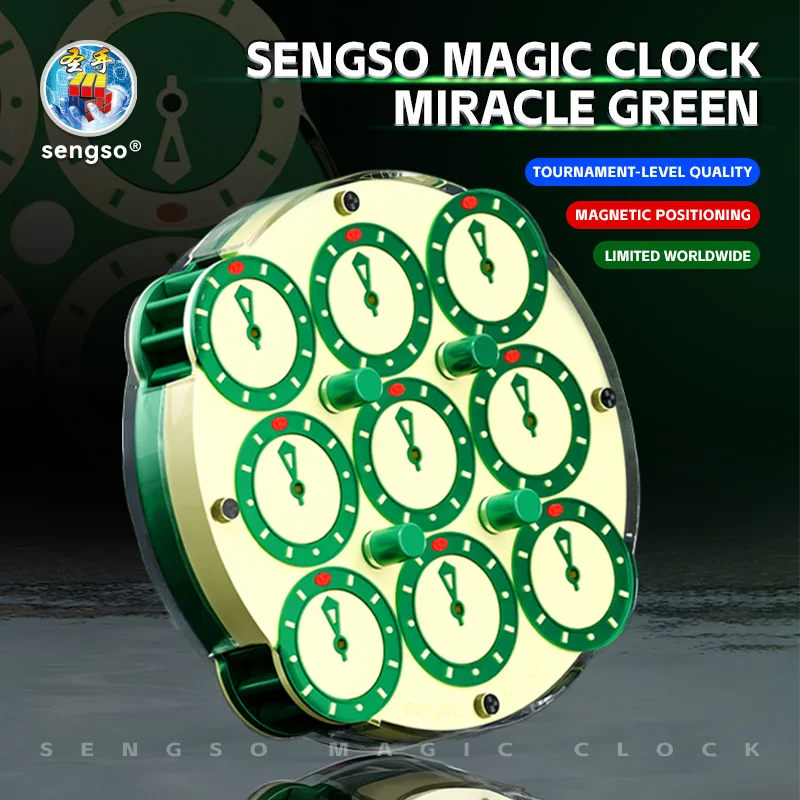 

sengso 4x4 Magnetic Clock V2 & Timer Miracle Green Limited Edition Speed Puzzle Magnetic Positioning Clock for Birthday Gift