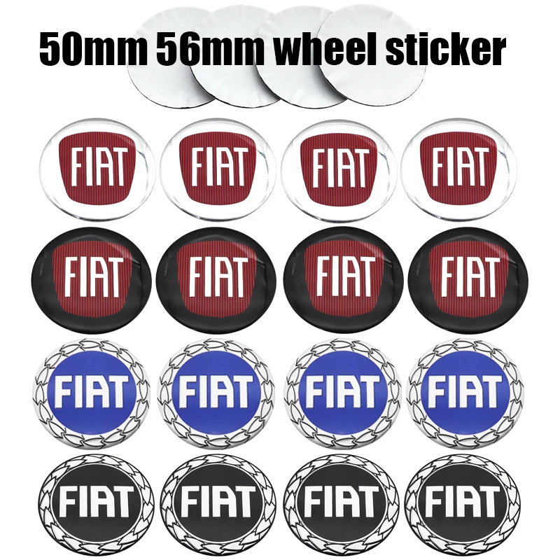 4 pièces 3D 50mm 56mm logo emblème de voiture moyeu central de roue jante automatique refit anti-poussière badge couvre autocollant accessoires de style pour FIAT