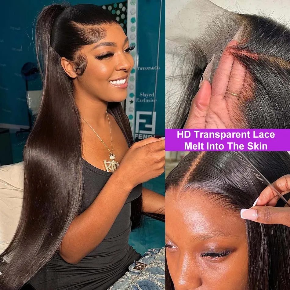 30 34 Inch Bone Straight Human Hair Lace Frontal Wigs Brazilian 13x4 13x6 Hd Lace Front Human Hair Wig For Women Pre Plucked