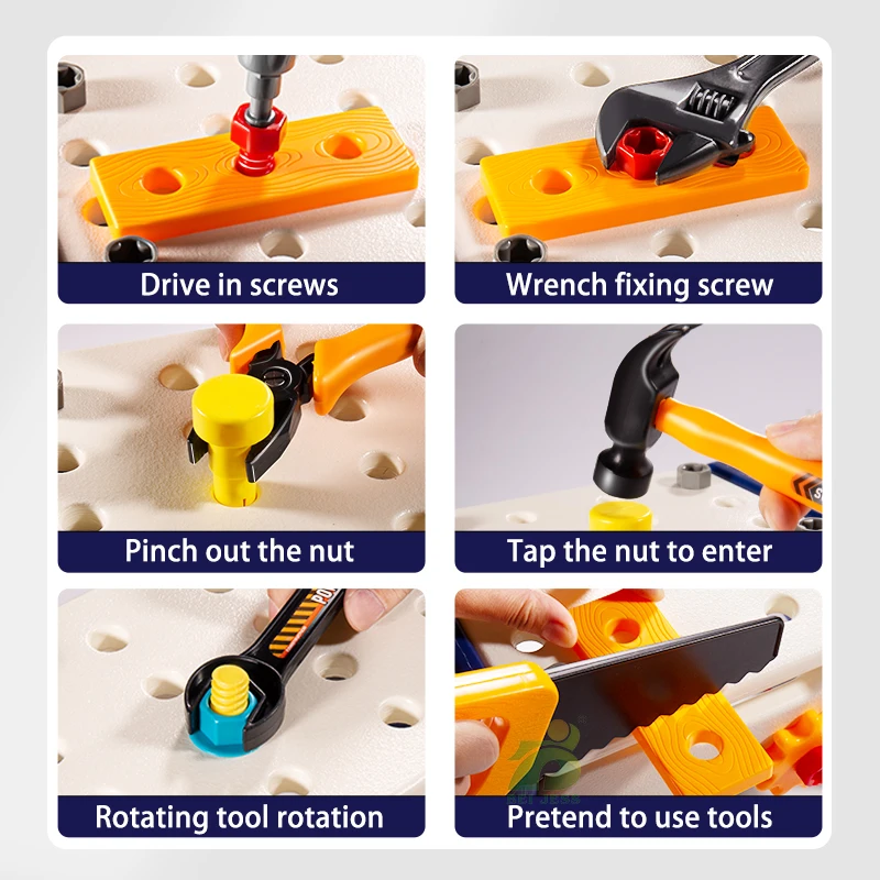 Children Montessori Construction Toys for Boy Play Tool Set DIY Electric Drill Screwdriver Repair Box Kids Toy 3 Years